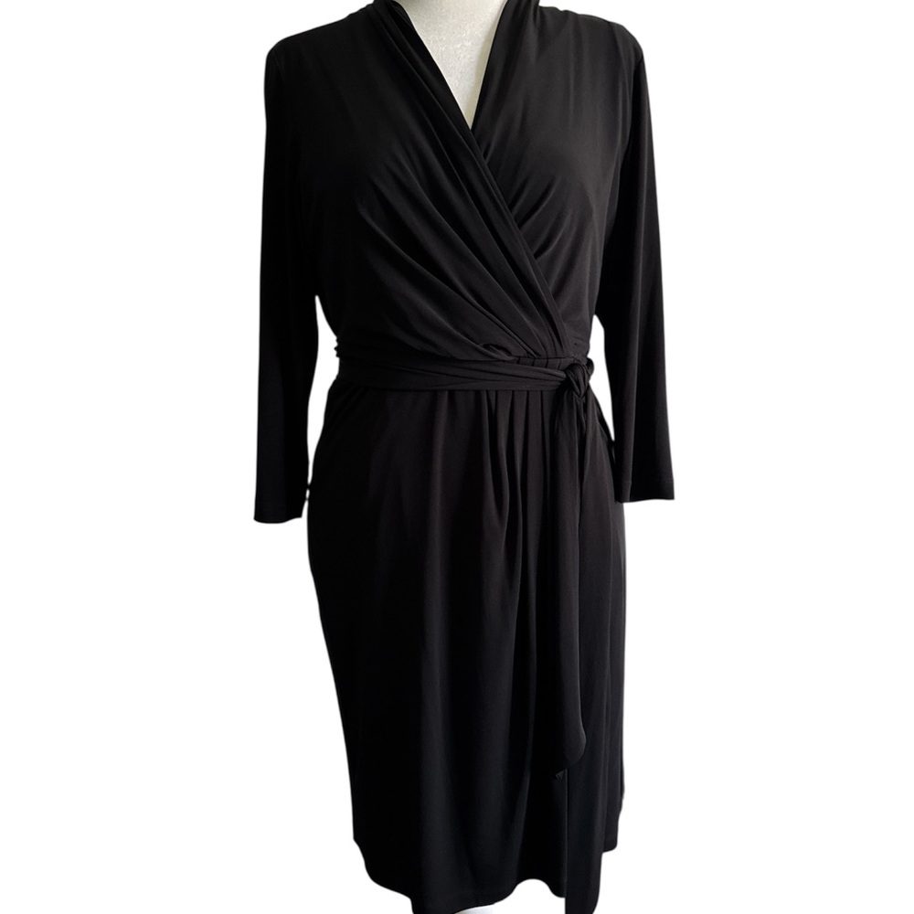 Eliza J Black Long Sleeve Wrap Dress